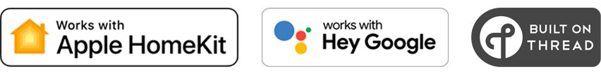 banner:  HomeKit logo, Google Assistant logo, Thread logo